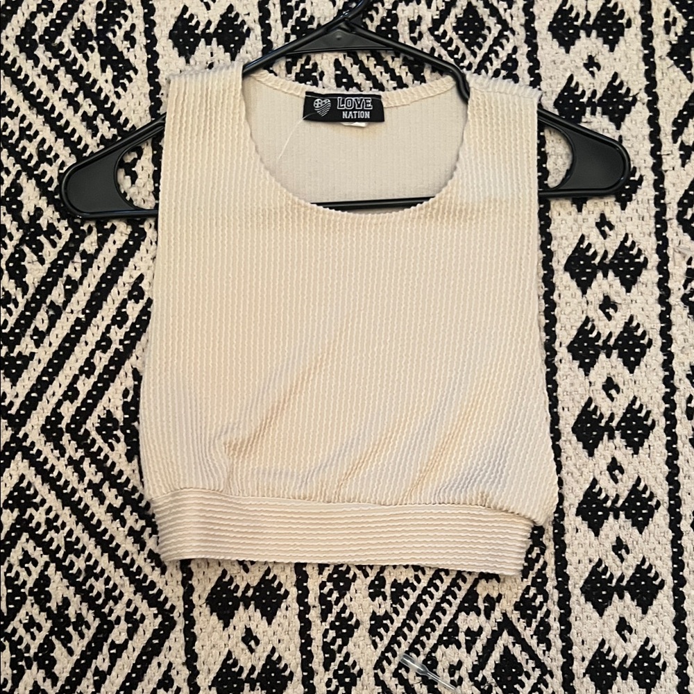 Love Nation Beige Ribbed Crop Top